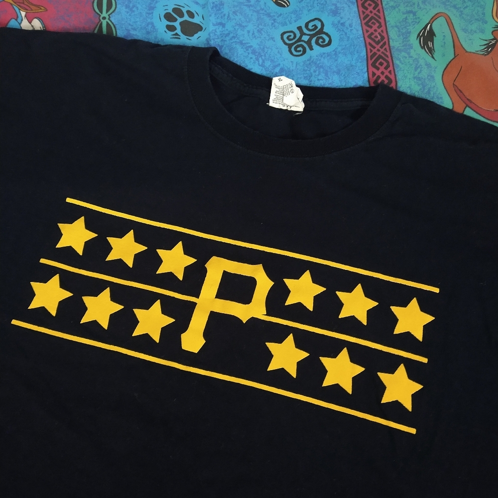 Pittsburgh Pirates Retro Stars Bar Logo Tee XL Large Point Park University